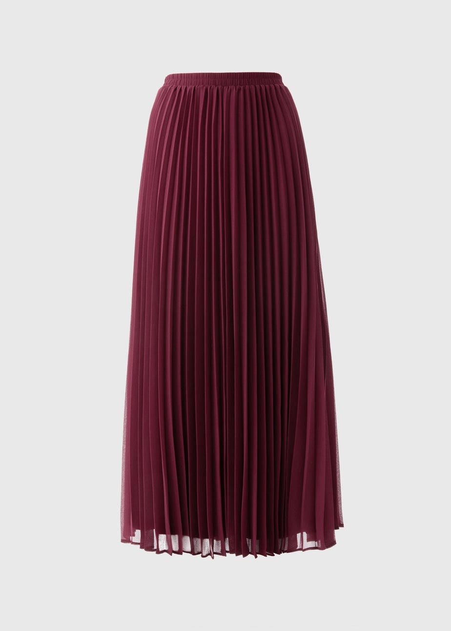 Burgundy Pleated Midaxi Skirt