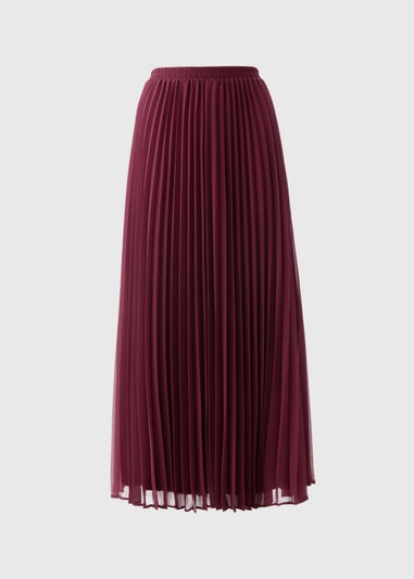 Burgundy Pleated Midaxi Skirt