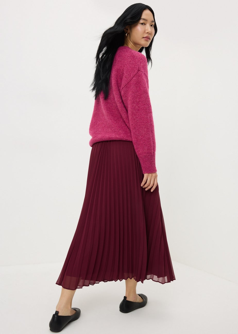 Burgundy Pleated Midaxi Skirt