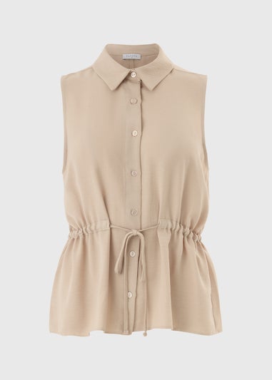 Stone Tie Waist Sleeveless Shirt