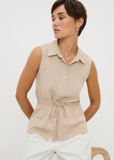 Stone Tie Waist Sleeveless Shirt