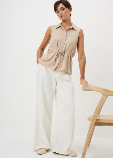Stone Tie Waist Sleeveless Shirt