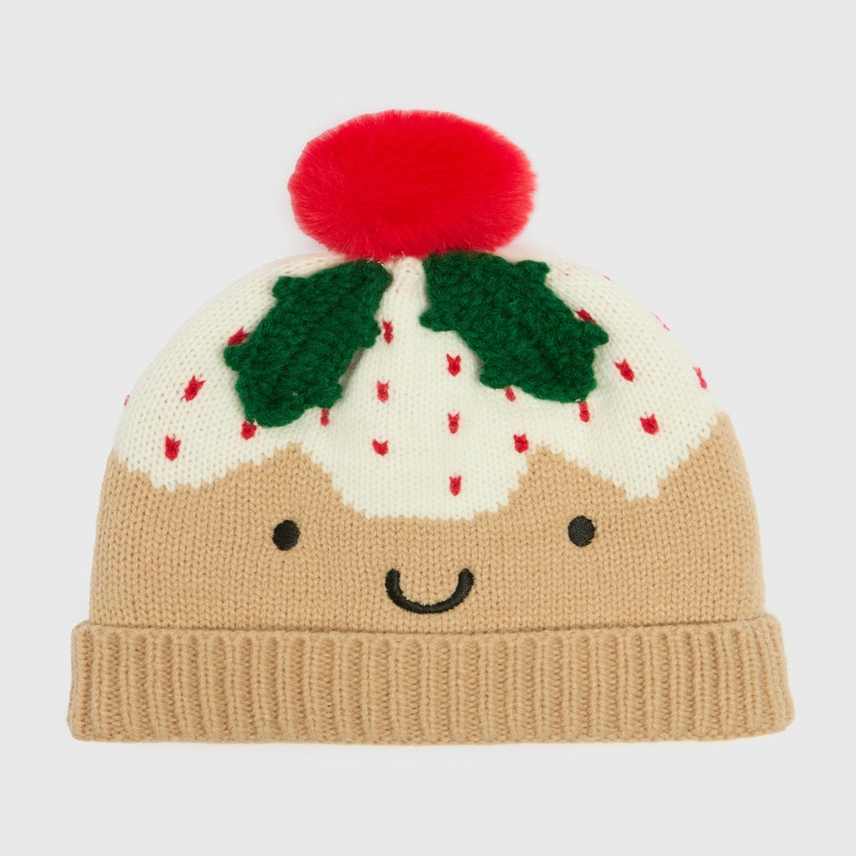 Baby Beige Christmas Pudding Beanie (Newborn-24mths)