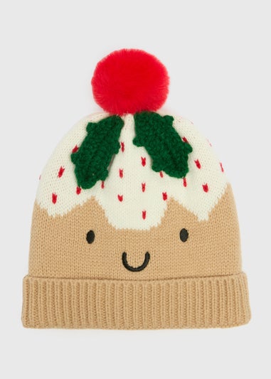 Baby Beige Christmas Pudding Beanie (Newborn-24mths)
