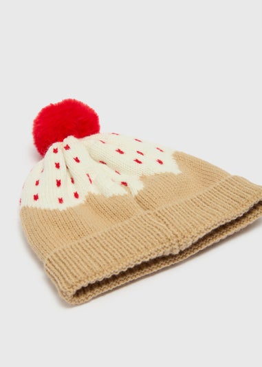 Baby Beige Christmas Pudding Beanie (Newborn-24mths)