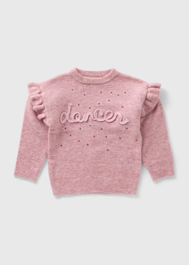 Girls Pink Dancer Knit Jumper (1-7yrs)