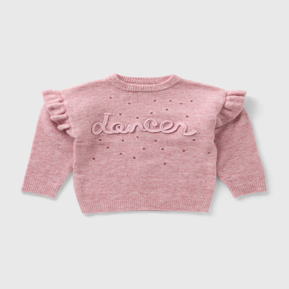Girls Pink Dancer Knit Jumper (1-7yrs)