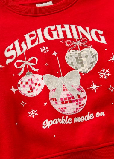 Girls Red Sleighing Sweatshirt (7-15yrs)
