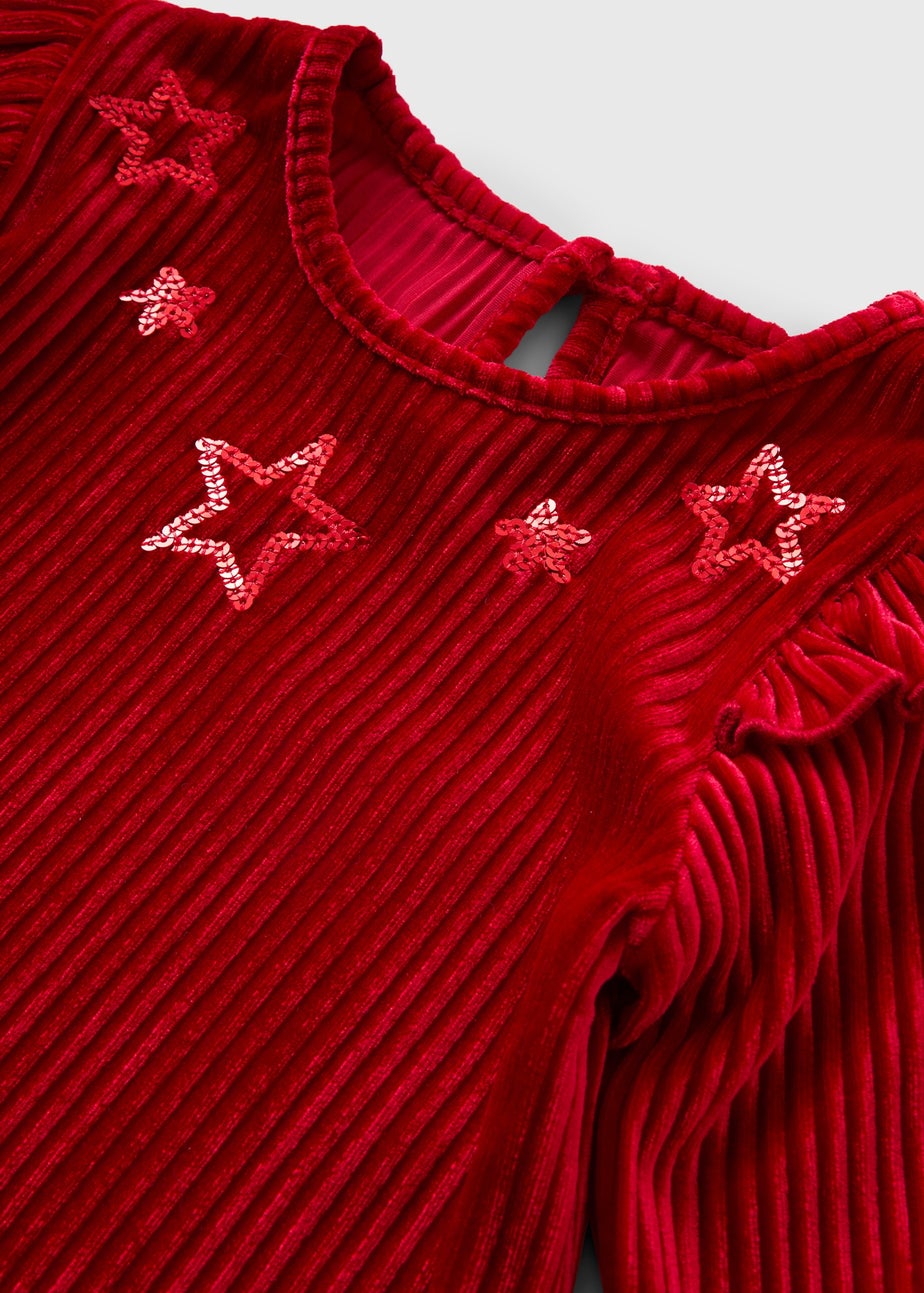 Girls Burgundy Sequin Velvet Top & Legging Set (1-7yrs)