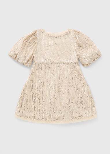 Girls Beige Sequin Dress (1-7yrs)