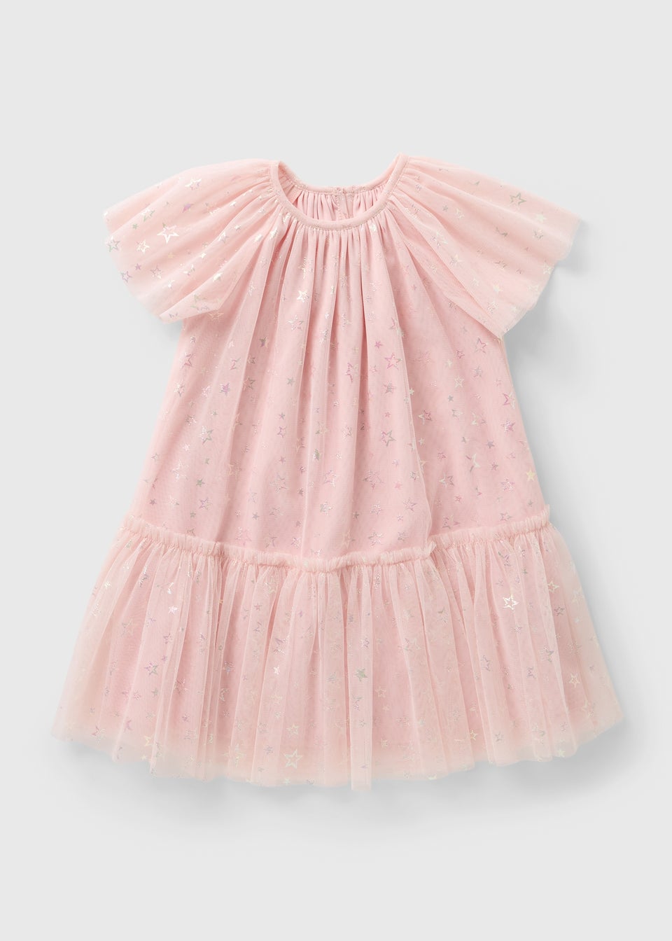 Girls Pink Mesh Star Dress (1-7yrs)