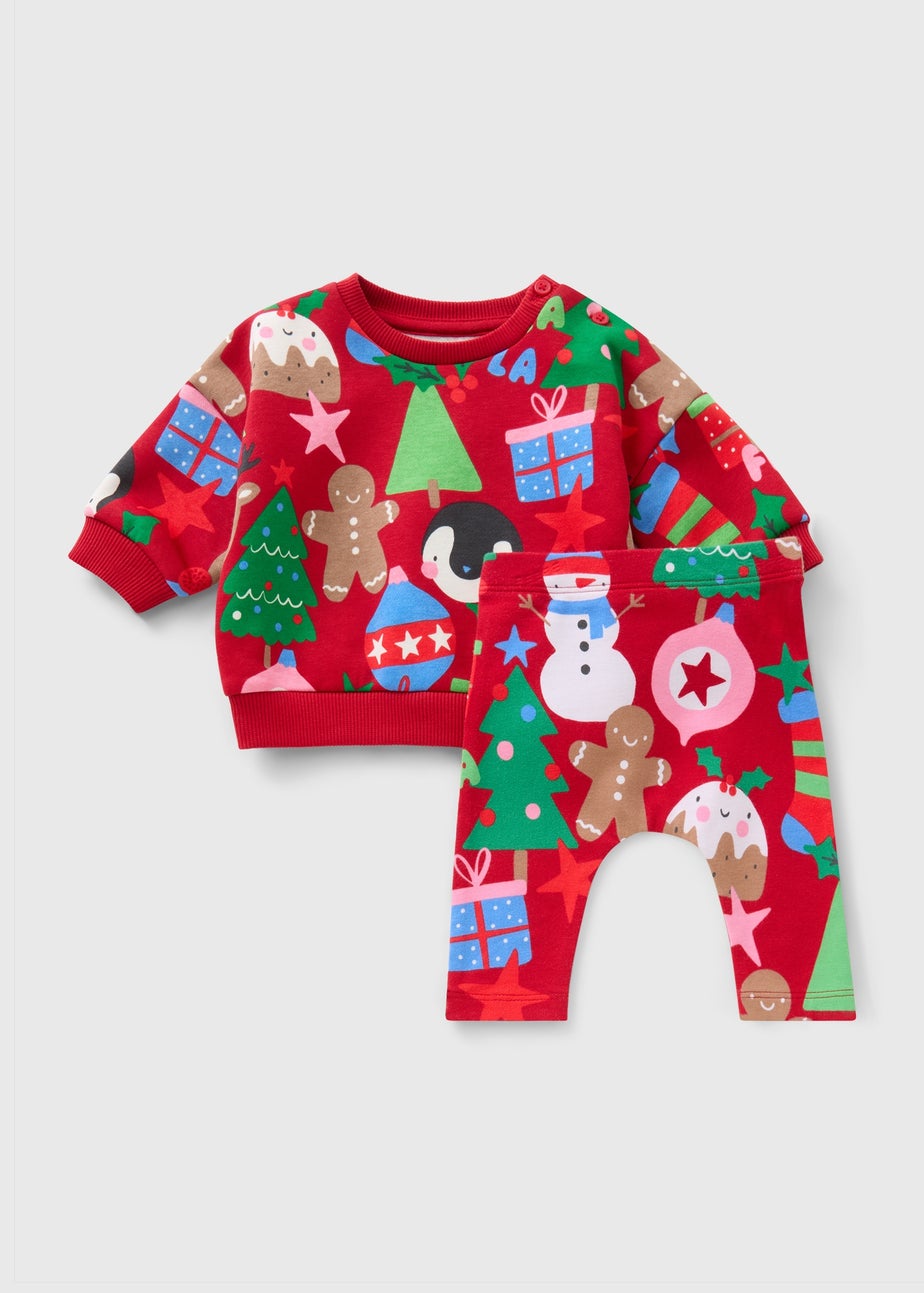 Baby Red Christmas Sweatshirt & Legging Set (Newborn- 23mths)