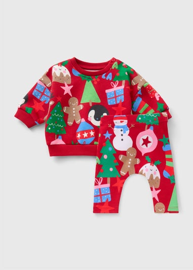 Baby Red Christmas Sweatshirt & Legging Set (Newborn- 23mths)