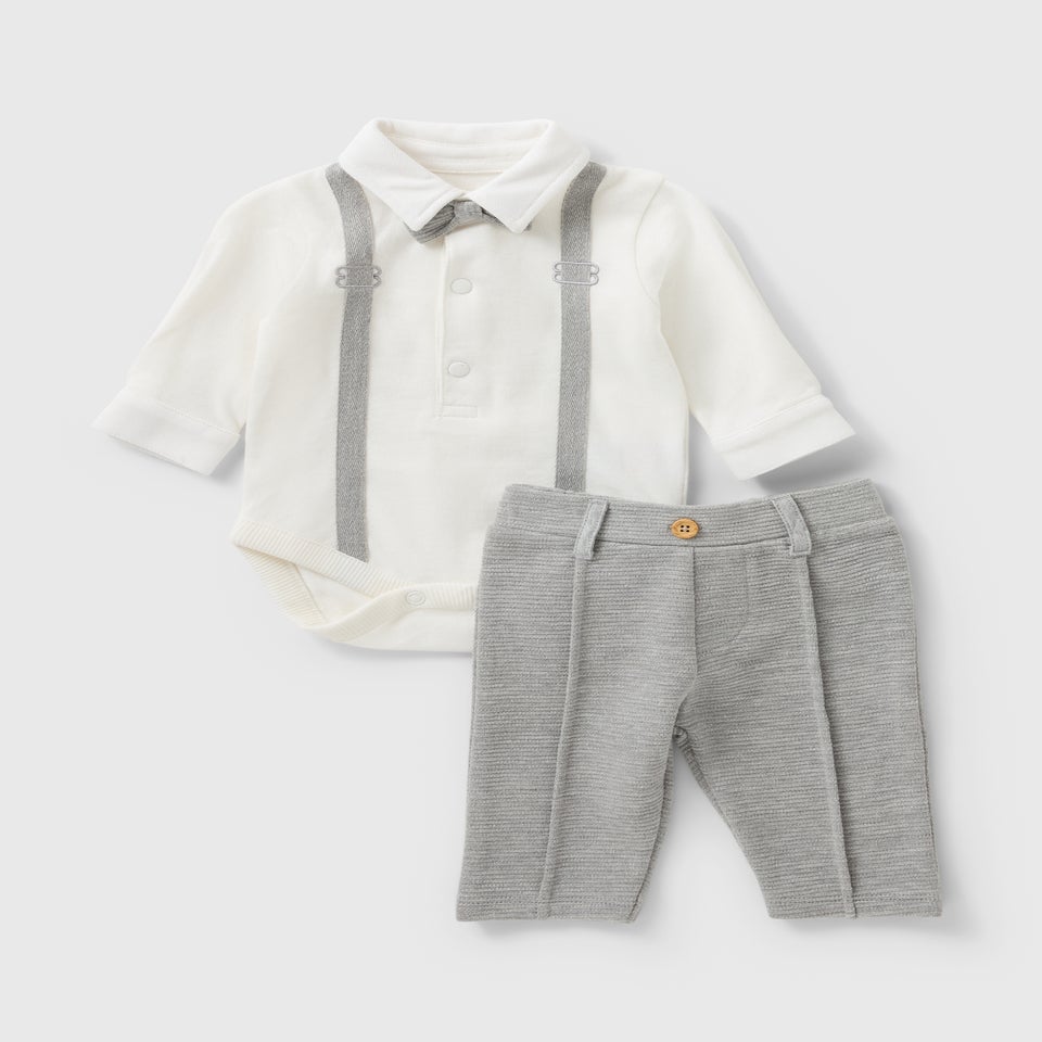 Baby Grey Smart Polo & Trouser Set (Newborn-23mths)
