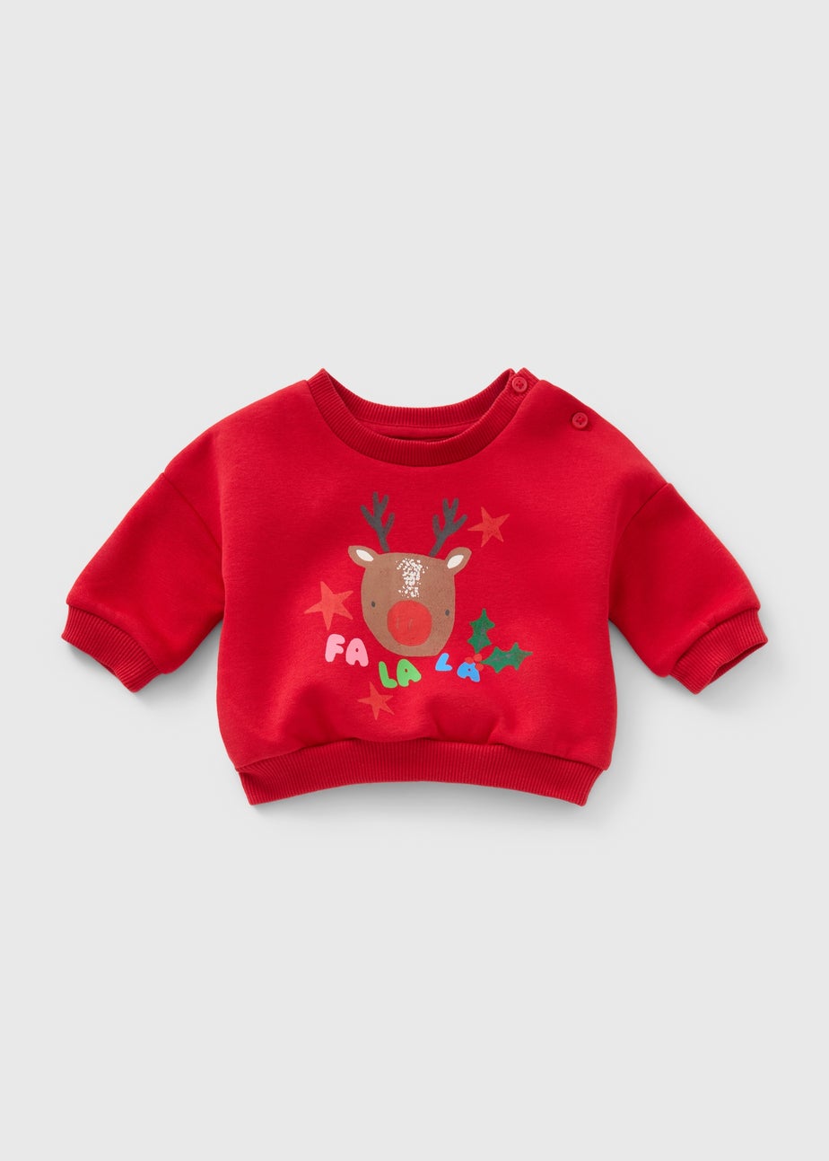 Baby Red Reindeer Christmas Jumper (Newborn- 23mths)