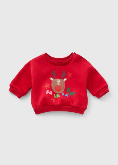 Baby Red Reindeer Christmas Jumper (Newborn- 23mths)