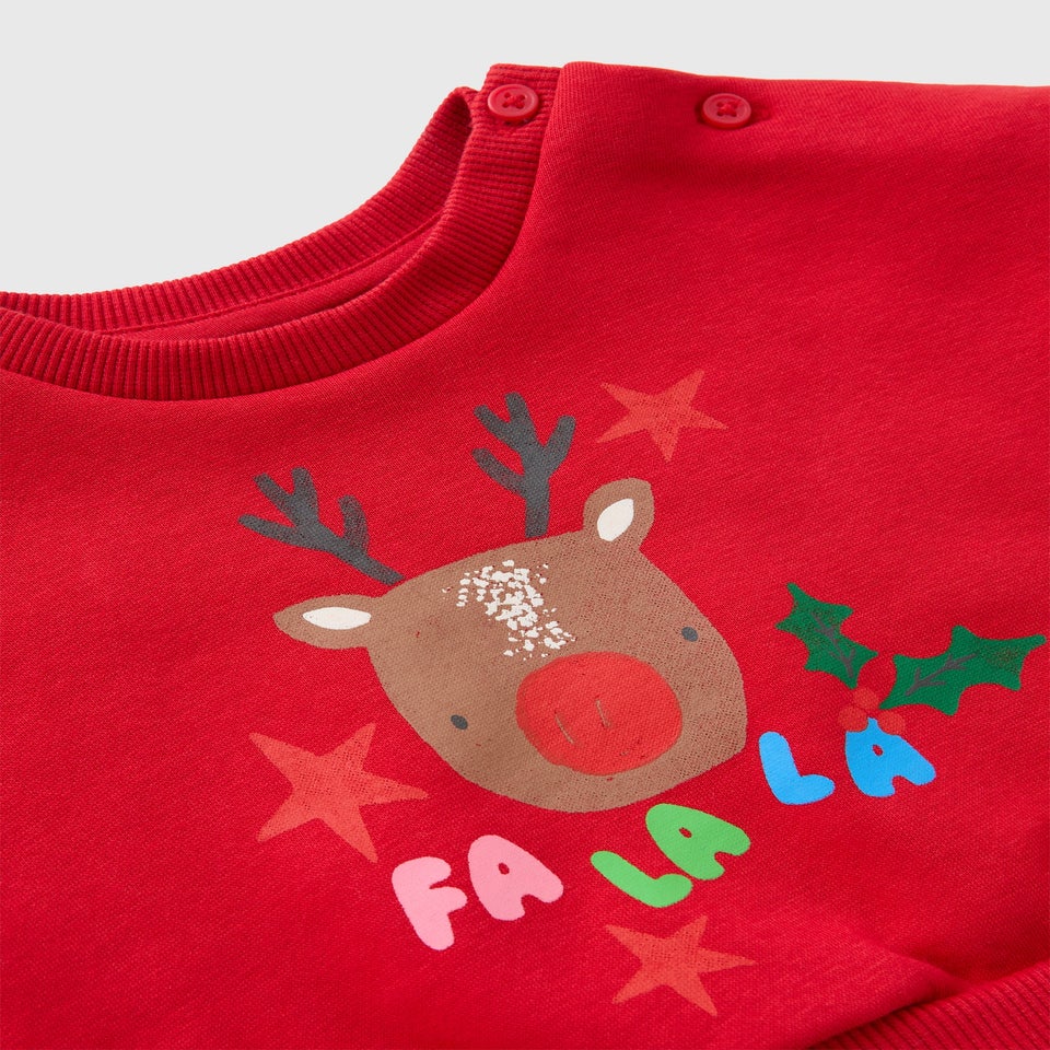 Baby Red Reindeer Christmas Jumper (Newborn- 23mths)