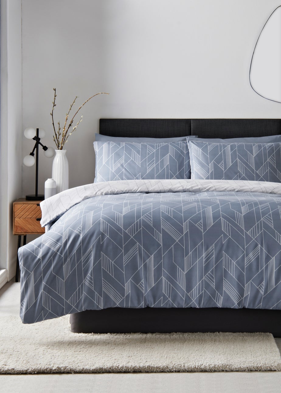 Blue Chevron Duvet Set