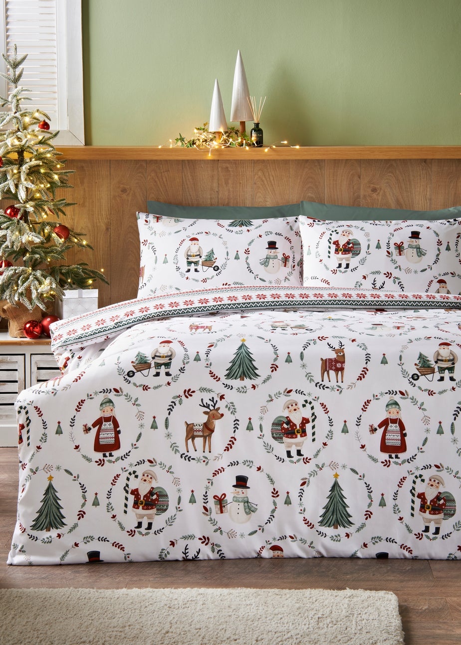 Christmas Mistletoe White Duvet Set
