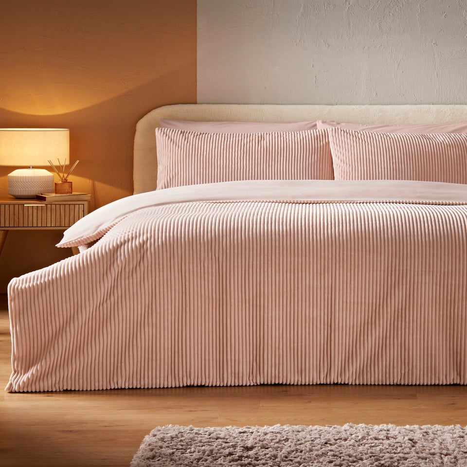 Pink Corduroy Fleece Duvet Set