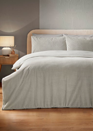 Grey Corduroy Fleece Duvet Set