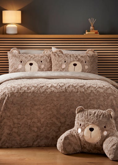 Natural Bear Character Faux Fur Duvet Set
