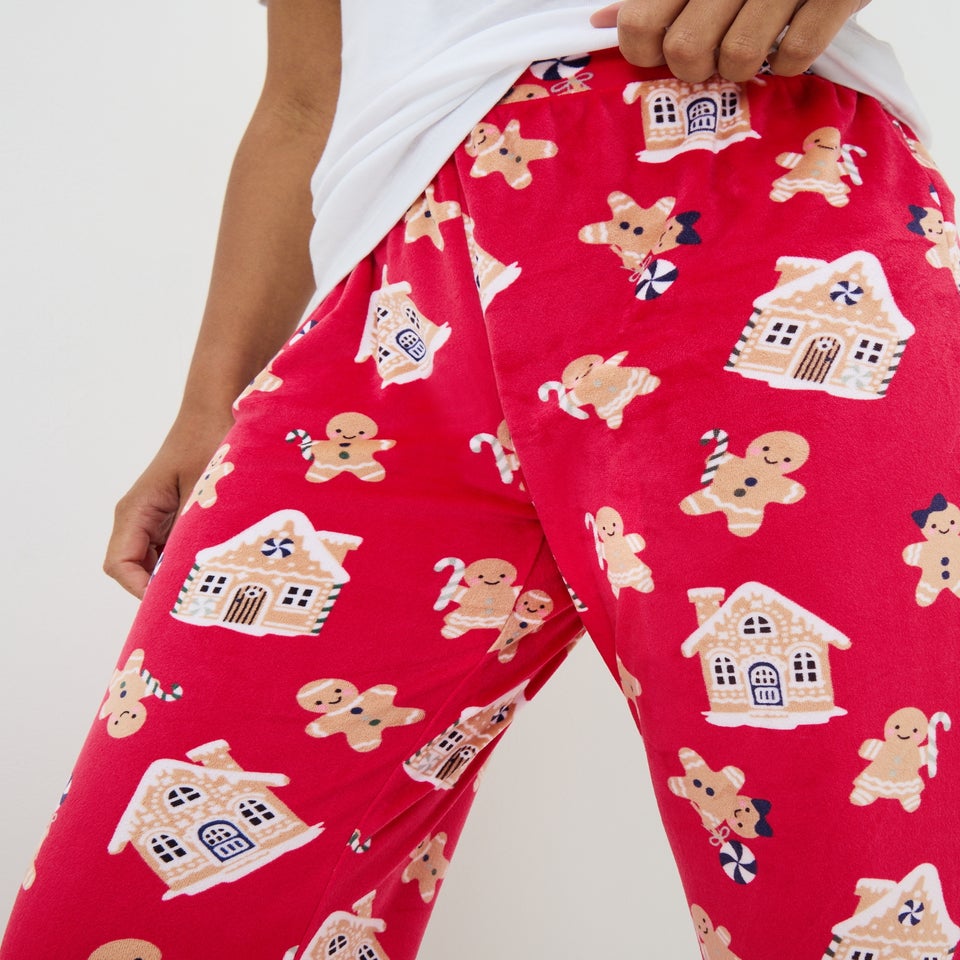 Red Gingerbread Fleece Pyjama Bottoms