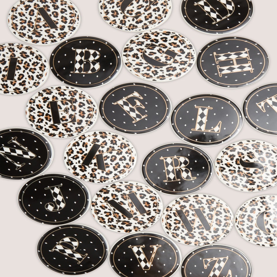 Black & White Leopard Print A-Z Coasters