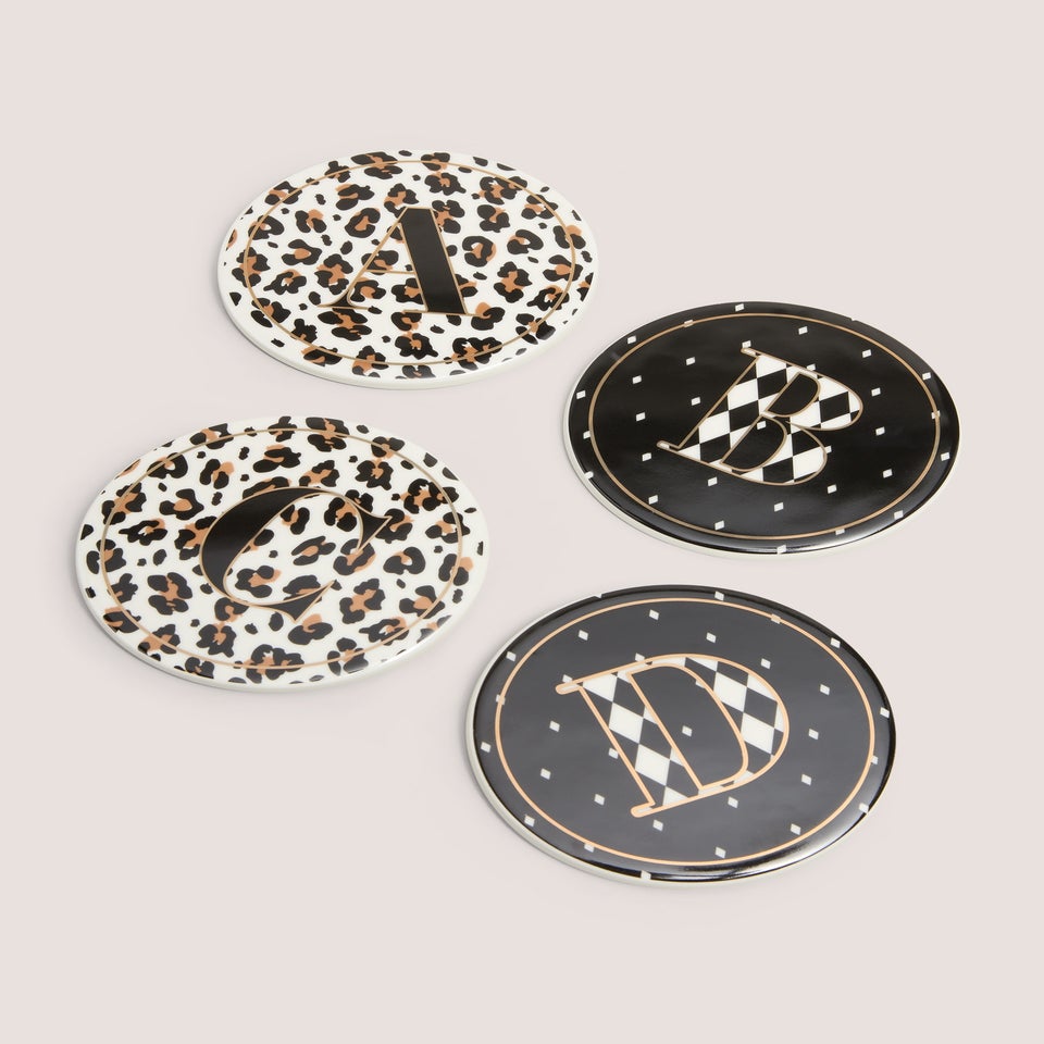 Black & White Leopard Print A-Z Coasters