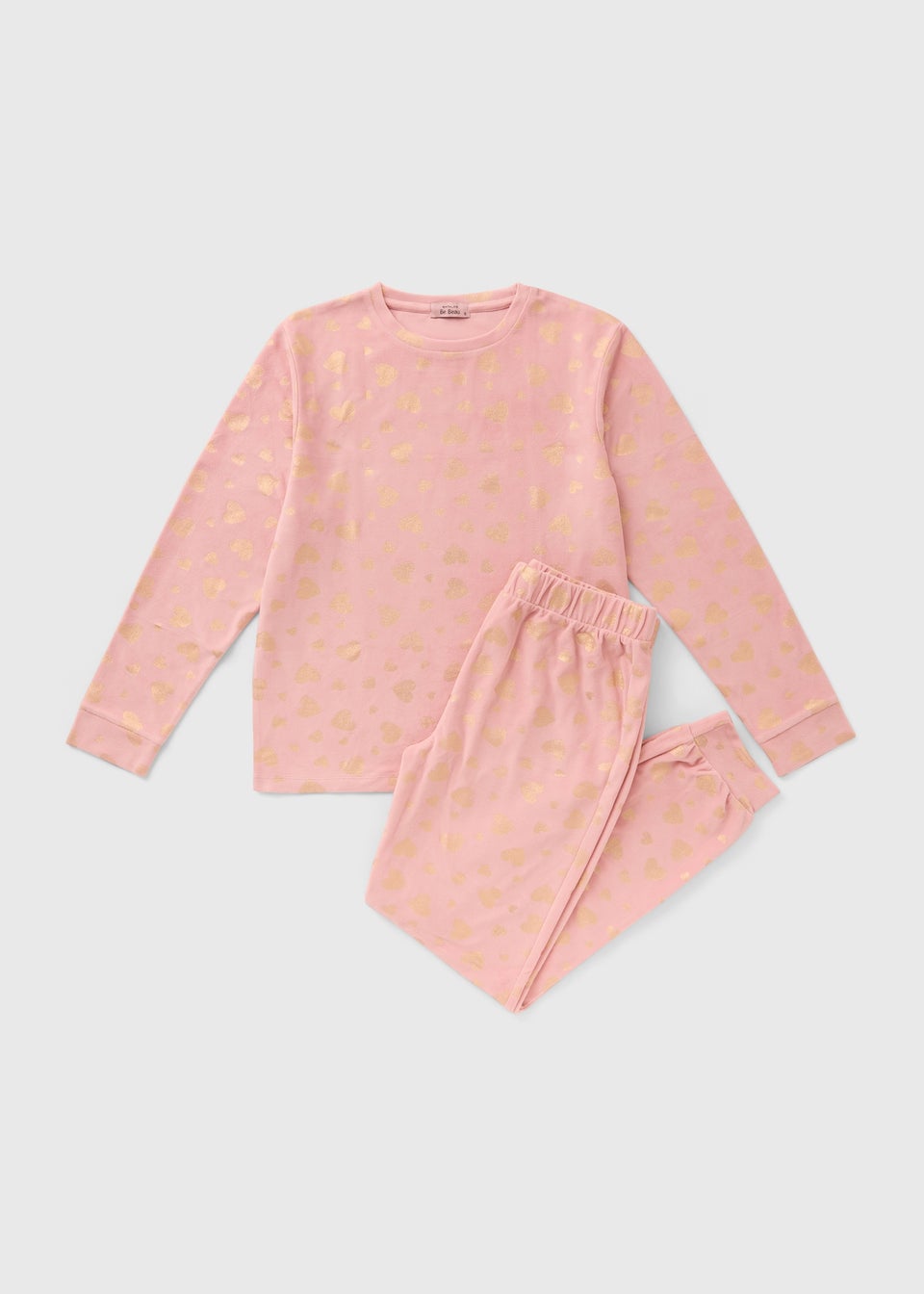 Pink Foil Heart Pattern Pyjama Set