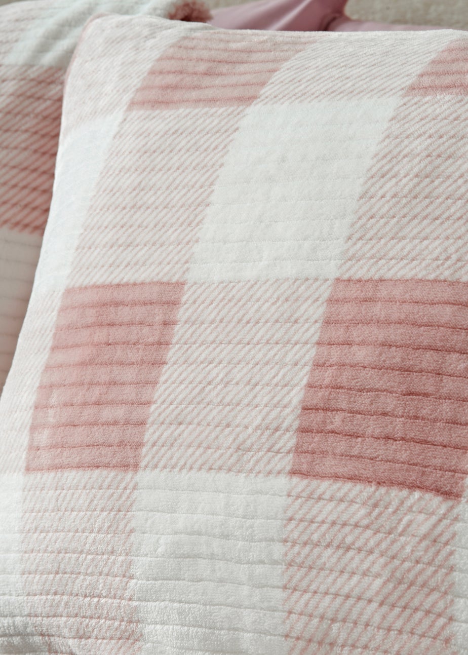 Pink Check Sherpa Duvet Set