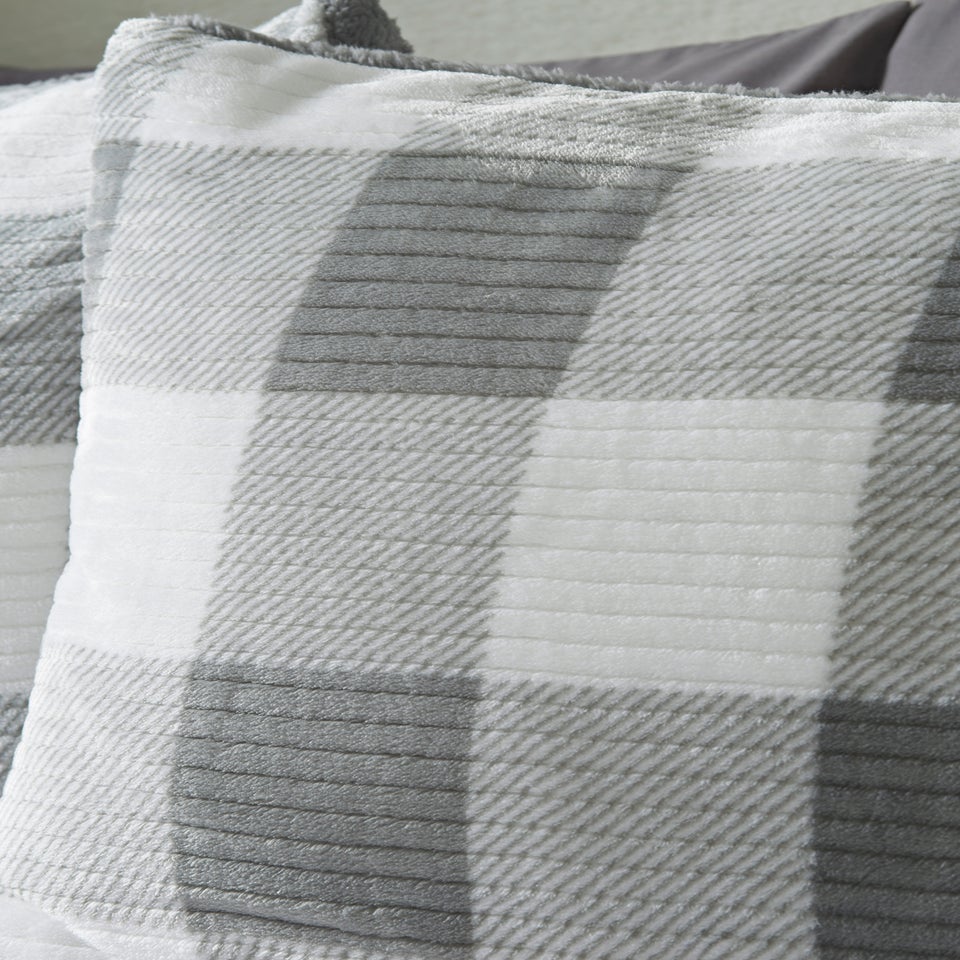 Grey Check Sherpa Duvet Set