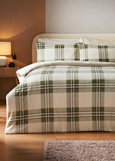 Green Check Fleece Duvet Set