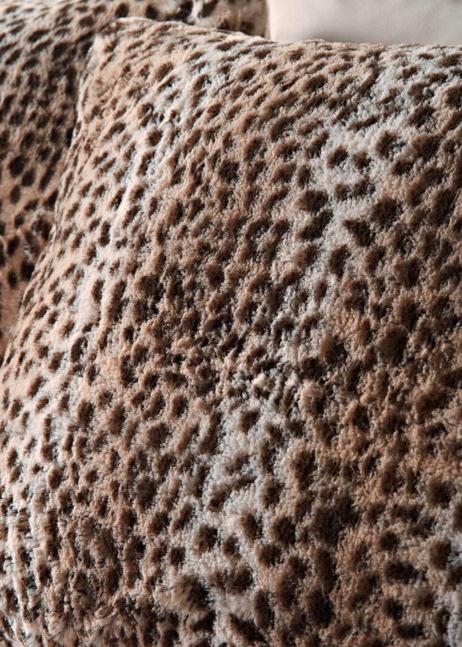 Brown Leopard Print Faux Fur Duvet Set