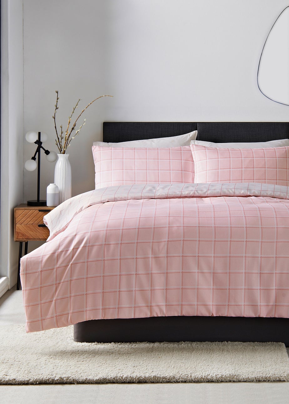Pink Check Duvet Set