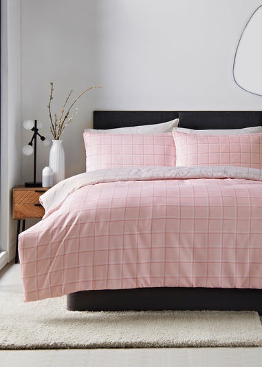 Pink Check Duvet Set