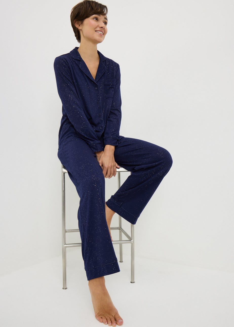 Navy Sparkle Jersey Pyjama Set