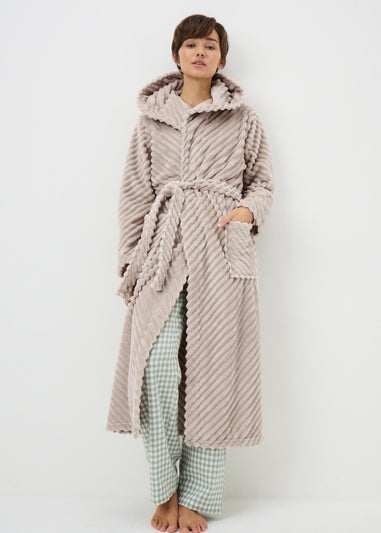 Beige Diagonal Cut Dressing Gown