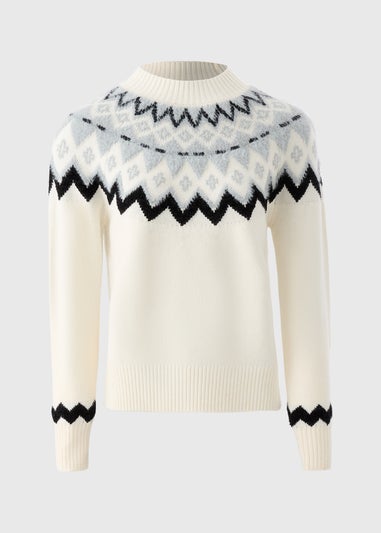 White Fluffy Lurex Fairisle Jumper