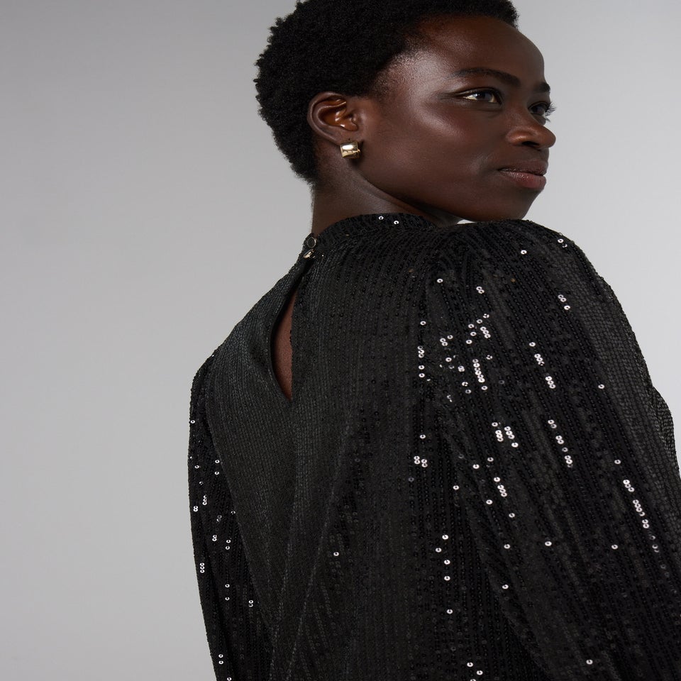 Et Vous Black Sequin Batwing Mini Dress