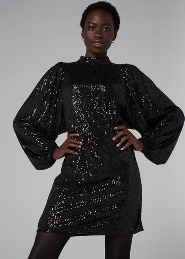Et Vous Black Sequin Batwing Mini Dress