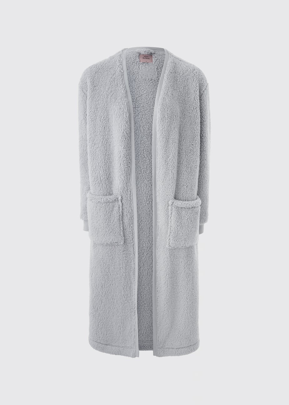 Grey Longline Fleece Cardigan