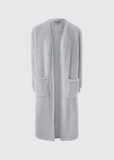 Grey Longline Fleece Cardigan