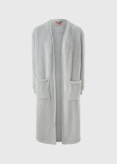 Grey Longline Fleece Cardigan