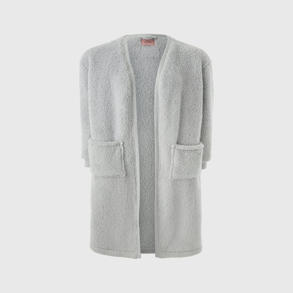 Grey Longline Fleece Cardigan