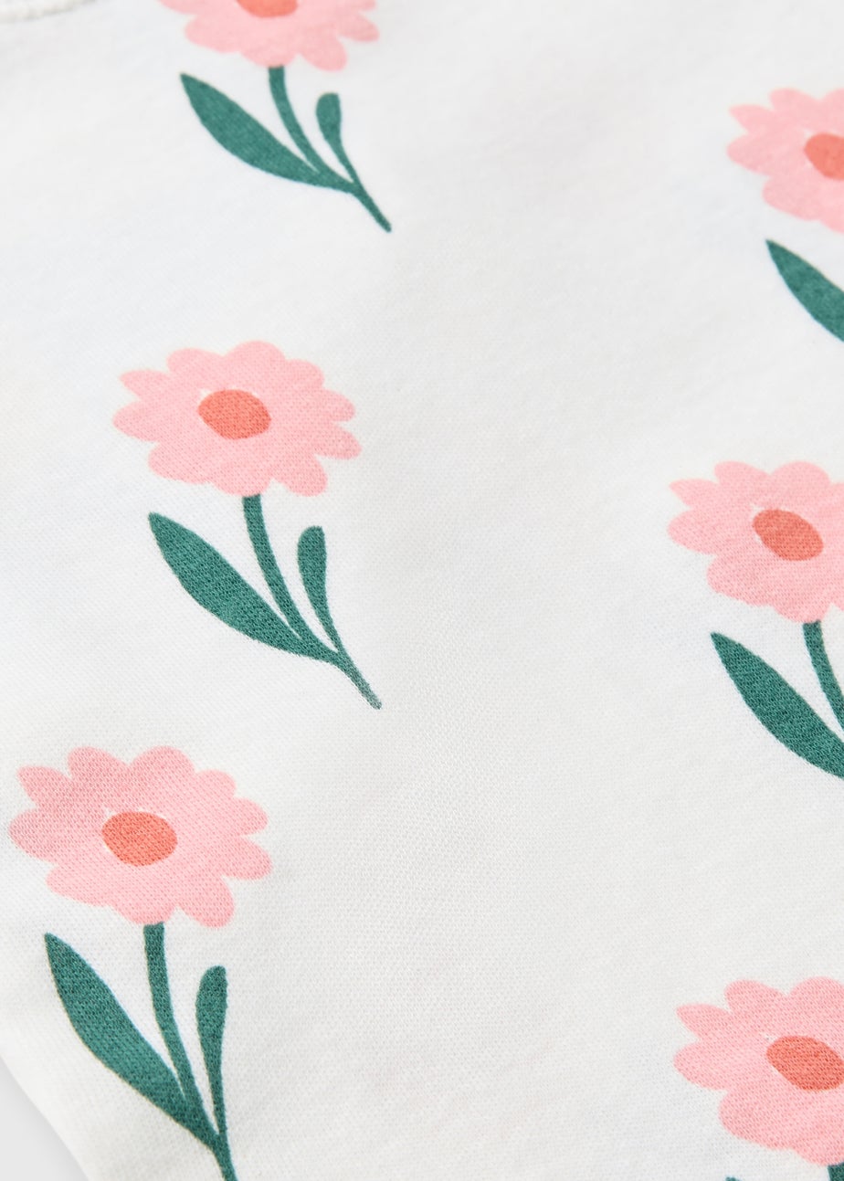 5 Pack Baby White Flower Bodysuits (Newborn-36mths)