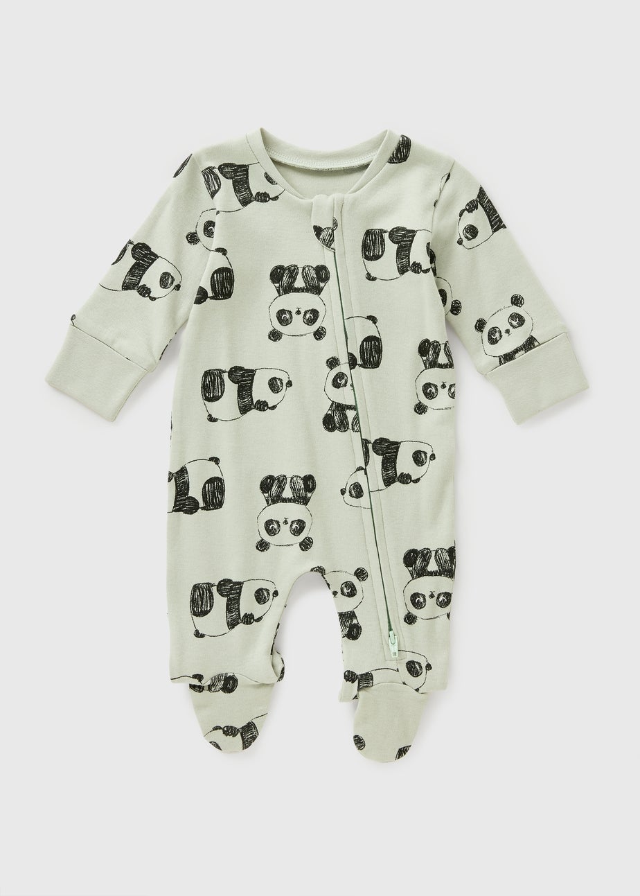 Baby Green Panda Zipped Sleepsuit (Newborn-23mths)