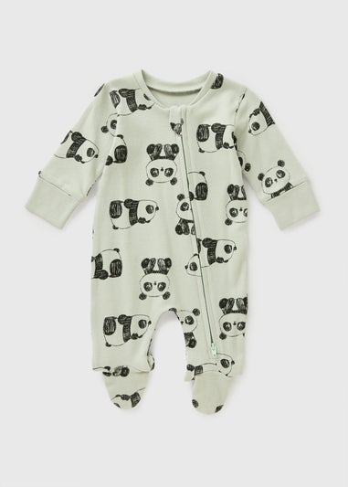 Baby Green Panda Zipped Sleepsuit (Newborn-23mths)