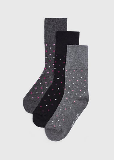 Gentle Grip 3 Pack Black Spot Socks