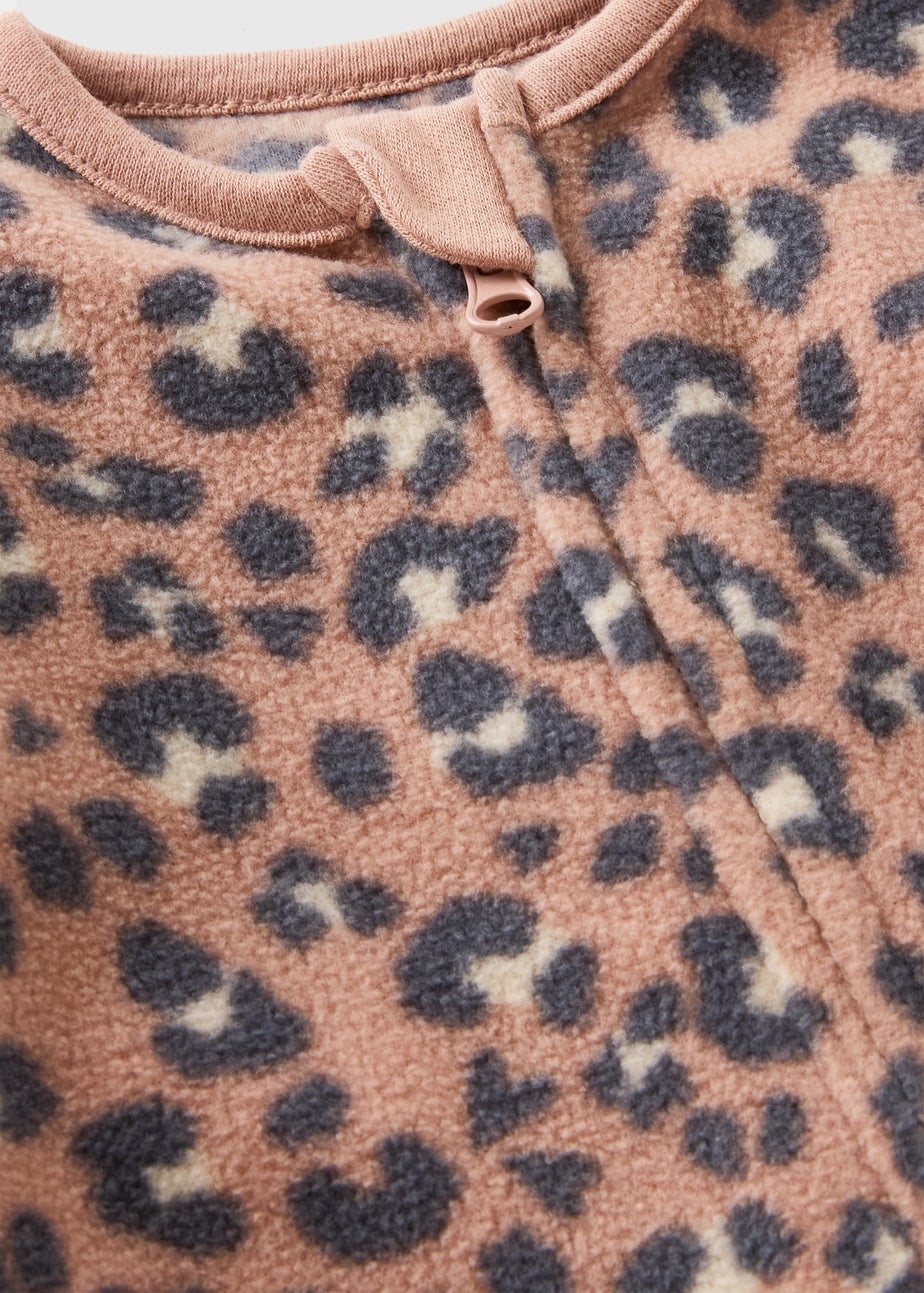 Baby Beige Leopard Print Fleece Sleepsuit (Newborn-23mths)
